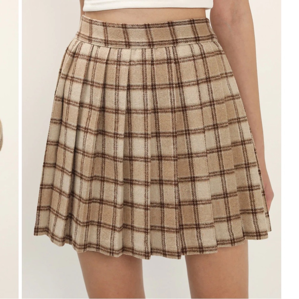 STORETS AVA FUZZY PLAID TENNIS SKORT